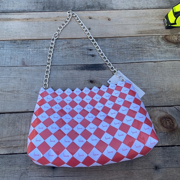 NWT Rebagz Eco Friendly Love Red and White Shoulder Bag - Picture 6 of 16